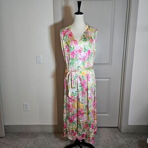 NWOT Current Air Los Angeles Midi‎ Maxi Dress Large Floral Print Colorful - Flaw